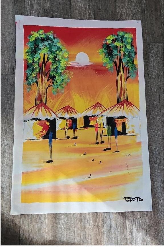 Large African Village Painting #81 - Ase Origins