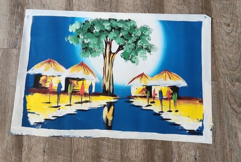 Large African Village Painting #82 - Ase Origins
