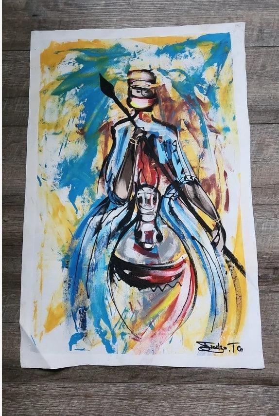 Large African Warrior Painting #5 - Ase Origins